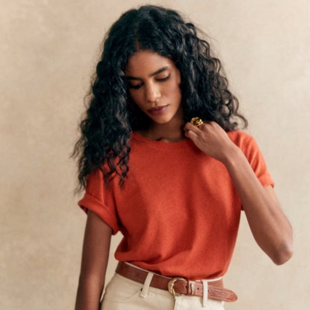 Sézane Rust Orange Short Sleeve Tee